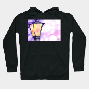 Watercolor lamp Post Street Light Bokeh Hoodie